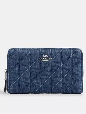 *NWT* COACH Medium ID Zip Wallet, Denim Quilted Coach Wallet